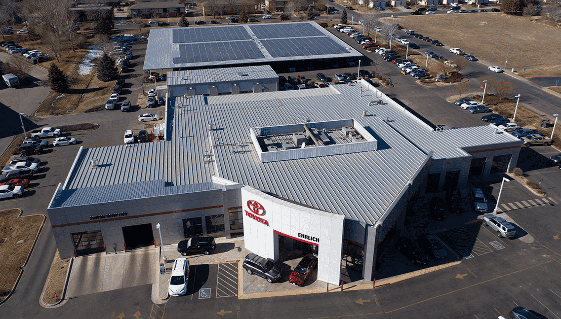 Ehrlich/McDonald Solar Carport Aerial image Front View